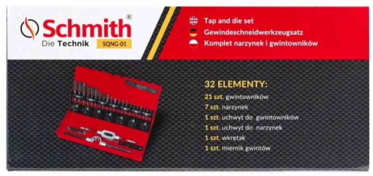 NARZYNKI I GWINTOWNIKI 32szt ZESTAWZ UCHWYTAMI W WALIZCE 18500032 SCHMITH