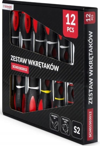 WKRĘTAKI Z MAGNESEM ŚRUBOKRĘTY WKRĘTAK KRZYŻOWY PŁASKI ZESTAW 12szt SCHMITH