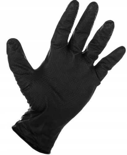 RĘKAWICE RĘKAWICZKI NITRYLOWE CZARNE MOCNE BLACK 50szt ROZ. M SCHMITH