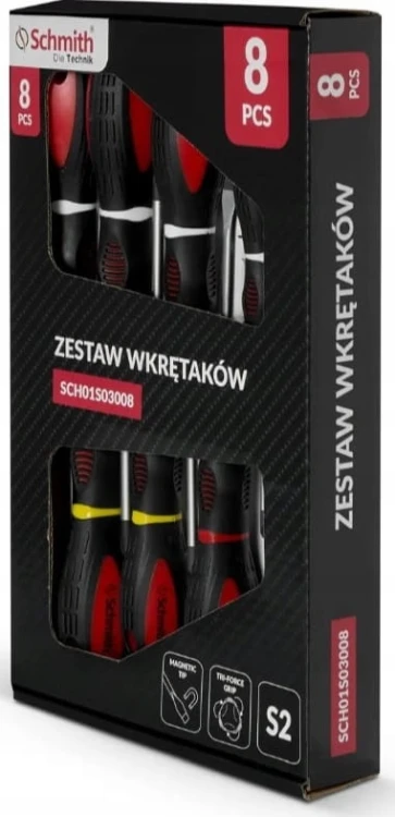 WKRĘTAKI Z MAGNESEM ŚRUBOKRĘTY KRZYŻOWY PŁASKI ZESTAW 8szt SCHMITH