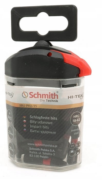BITY UDAROWE PH2 25mm ZESTAW 20szt BIT KRZYŻOWY KOŃCÓWKA ETUI SCHMITH