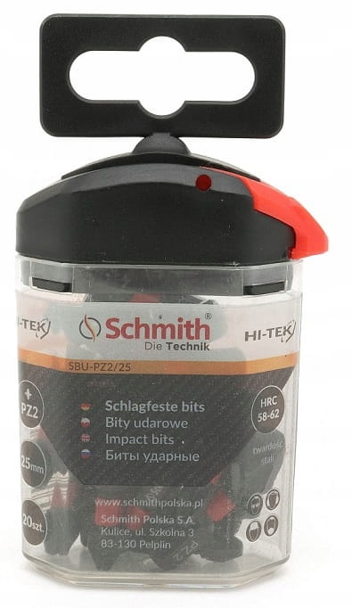 BITY UDAROWE PZ2 25mm ZESTAW 20szt BIT KRZYŻOWY KOŃCÓWKA ETUI SCHMITH