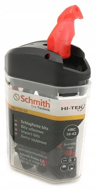BITY UDAROWE T25 25mm ZESTAW 20szt BIT TORX KOŃCÓWKA ETUI SCHMITH