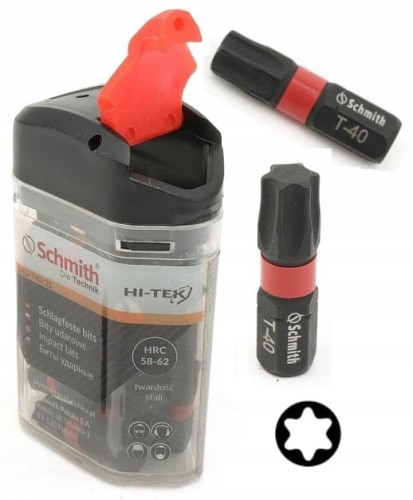 BITY UDAROWE T40 25mm ZESTAW 20szt BIT TORX KOŃCÓWKA ETUI SCHMITH