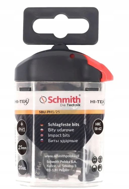 BITY UDAROWE PH1 25mm ZESTAW 20szt BIT KRZYŻOWY W ETUI SCHMITH