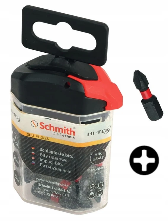 BITY UDAROWE PH3 25mm ZESTAW 20szt BIT KRZYŻOWY W ETUI SCHMITH