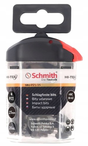 BITY UDAROWE PZ1 25mm ZESTAW 20szt BIT KRZYŻOWY W ETUI SCHMITH