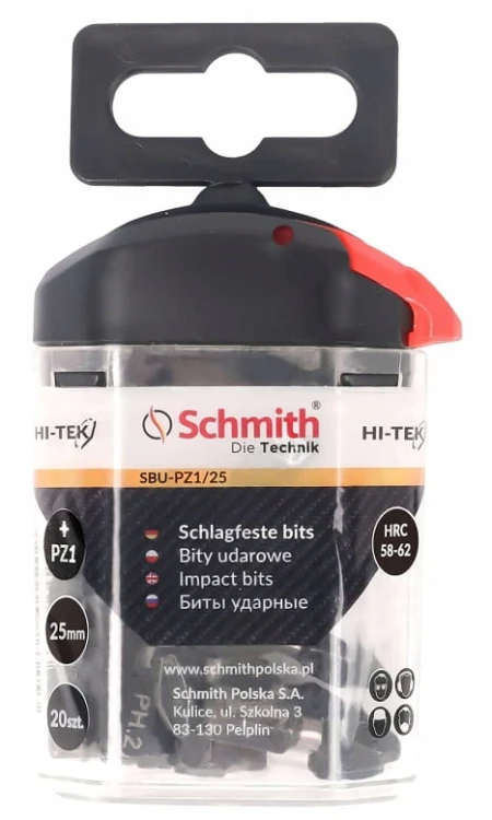 BITY UDAROWE PZ1 25mm ZESTAW 20szt BIT KRZYŻOWY W ETUI SCHMITH