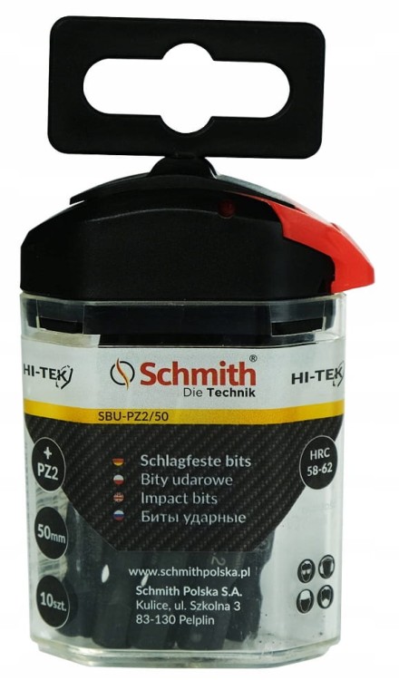 BITY UDAROWE PZ2 50mm ZESTAW 10szt BIT KRZYŻOWY W ETUI SCHMITH