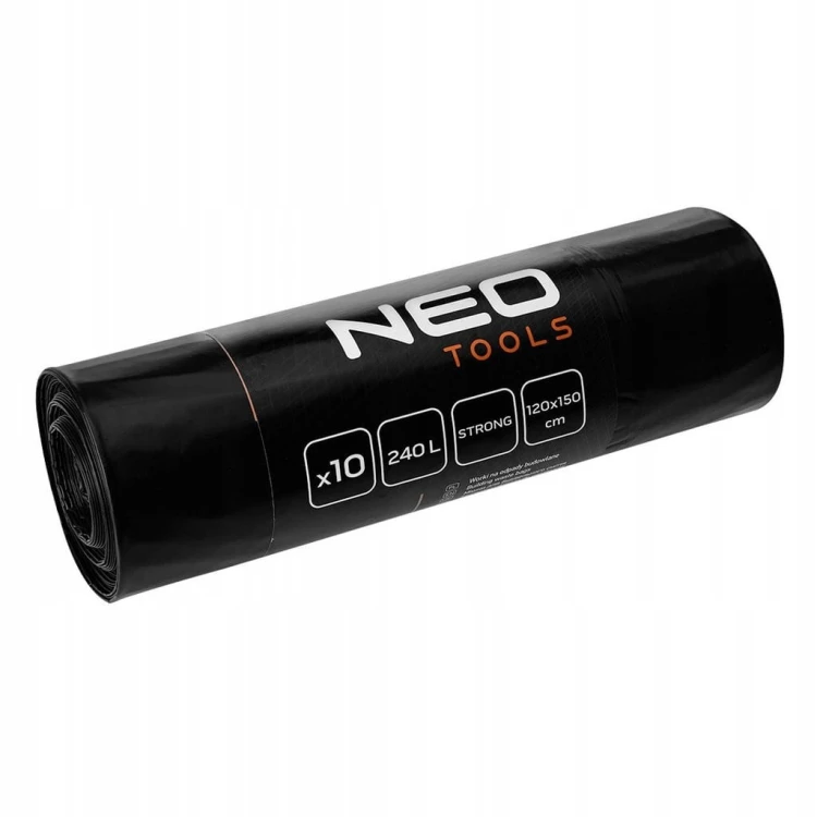 WORKI BUDOWLANE NA GRUZ ŚMIECI ODPADY 240L ROLKA 10szt MOCNE 60MIC NEO