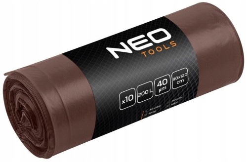 WORKI NA ODPADY ŚMIECI 200L LDPE BRĄZOWE Z TAŚMA 10szt UNIWERSALNE NEO