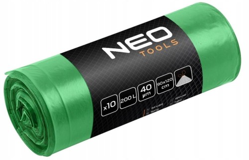 WORKI NA ODPADY ŚMIECI 200L LDPE ZIELONE Z TAŚMA 10szt UNIWERSALNE NEO