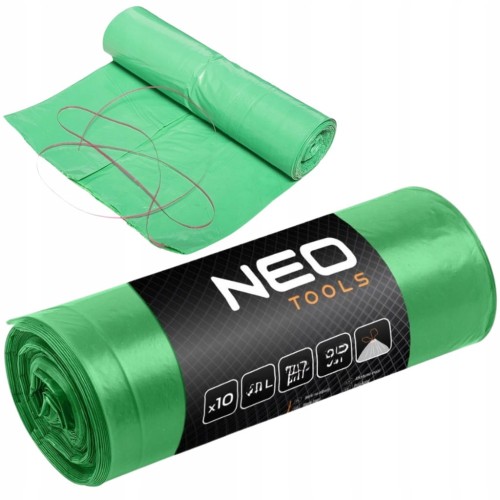 WORKI NA ODPADY ŚMIECI 120L LDPE ZIELONE Z TAŚMA 10szt UNIWERSALNE NEO