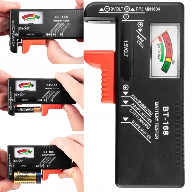 TESTER MIERNIK DO BATERII AKUMULATORÓW ANALOGOWY BATERIA AA AAA R14 R20 NEO