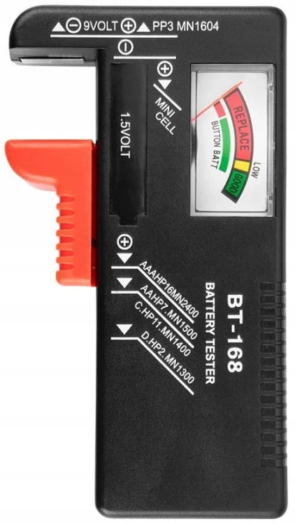 TESTER MIERNIK DO BATERII AKUMULATORÓW ANALOGOWY BATERIA AA AAA R14 R20 NEO