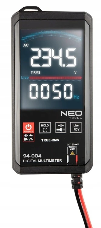 MIERNIK PRĄDU NAPIĘCIA MULTIMETR CYFROWY LCD DOTYKOWY Z LATARKĄ NEO