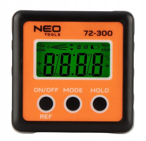 MIERNIK KĄTA CYFROWY KĄTOMIERZ POZIOMICA LCD Z MAGNESEM W ETUI NEO