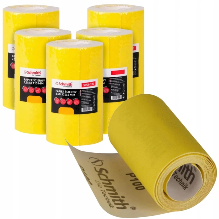 PAPIER ŚCIERNY PŁÓTNO ŚCIERNE ROLKA P120 2,5m 115mm ZESTAW 5szt. SCHMITH