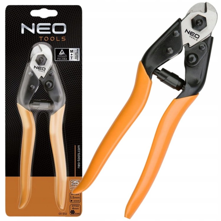 NOŻYCE OBCINAK DO CIĘCIA DRUTU LINEK STALOWYCH OBCĘGI SZCZYPCE 190mm NEO