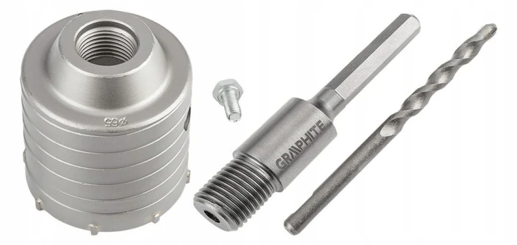 OTWORNICA WIDIOWA DO BETONU KORONKA 65mm HEX Z ADAPTEREM Z PILOTEM