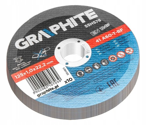 TARCZA DO CIĘCIA METALU 125x1 MOCNA TARCZE ZESTAW 10szt GRAPHITE