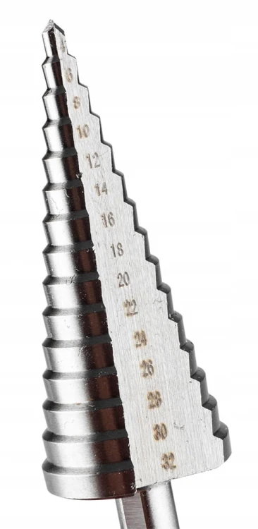WIERTŁO STOPNIOWE STOŻKOWE SPIRALNE CHOINKOWE 4-32 HSS DO METALU PLASTIKU