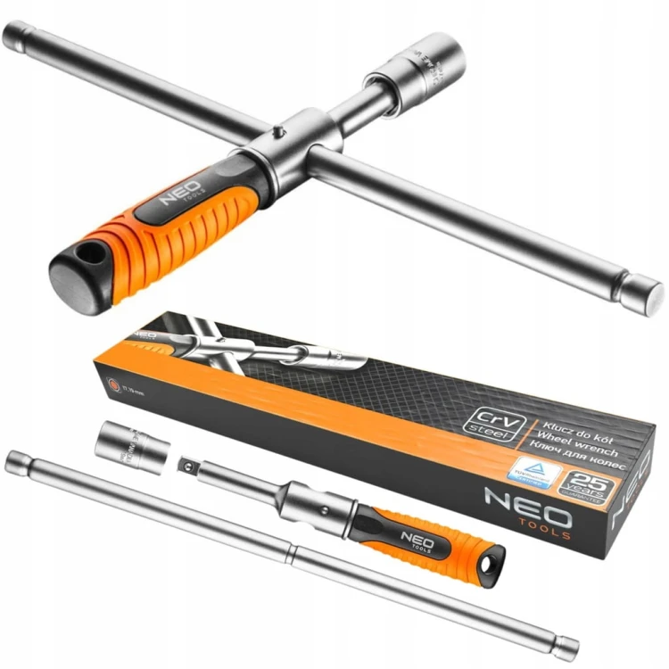 KLUCZ DO KÓŁ NASADKA 17mm 19mm 1/2" SKŁADANY KRZYŻAK DWUSTRONNA NASADKA TUV