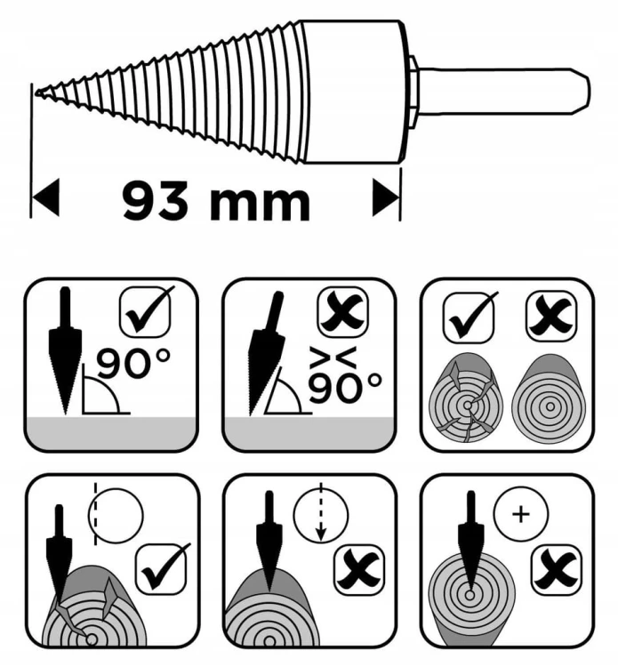 WIERTŁO STOŻKOWE ŚWIDER DO ROZŁUPYWANIA DREWNA DO ŁUPNIA SDS+ HEX 32mm
