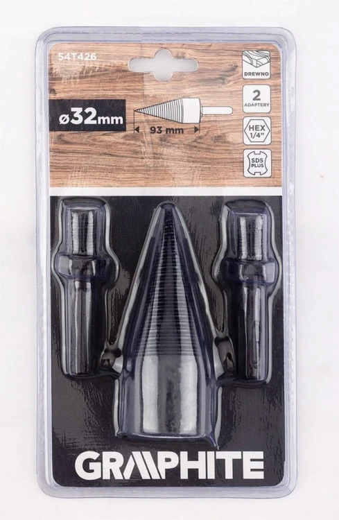 WIERTŁO STOŻKOWE ŚWIDER DO ROZŁUPYWANIA DREWNA DO ŁUPNIA SDS+ HEX 32mm