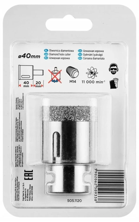 OTWORNICA DIAMENTOWA KORONKA M14 40mm DO GLAZURY GRESU CEGŁY