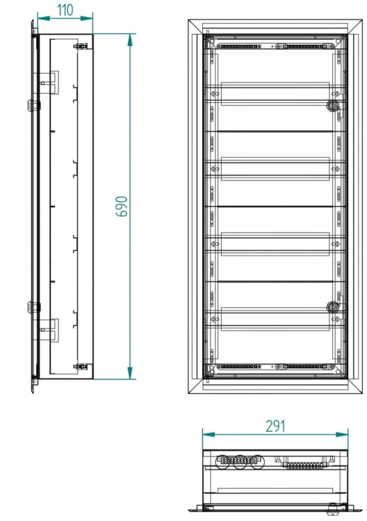 ROZDZIELNICA METALOWA PODTYNKOWA SKRZYNKA NA BEZPIECZNIKI 4x12 48M ZAŚLEPKI