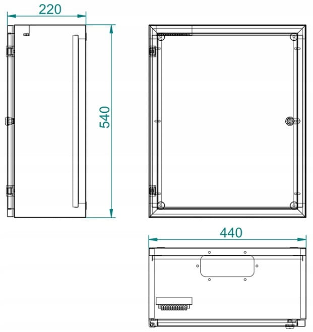 ROZDZIELNICA HERMETYCZNA NATYNKOWA SKRZYNKA METAL 540x440 PŁYTA MONTAŻOWA