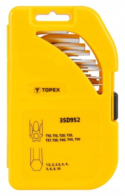 KLUCZE IMBUSOWE HEX TORX KLUCZ IMBUS ZESTAW 18szt T10-T50 1,5-10 Z OTWOREM