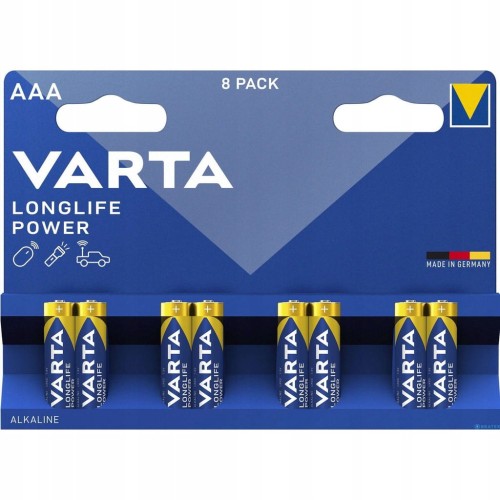 BATERIE ALKALICZNE AAA R3 VARTA LONG LIFE PALUSZKI ZESTAW 8szt TRWAŁE