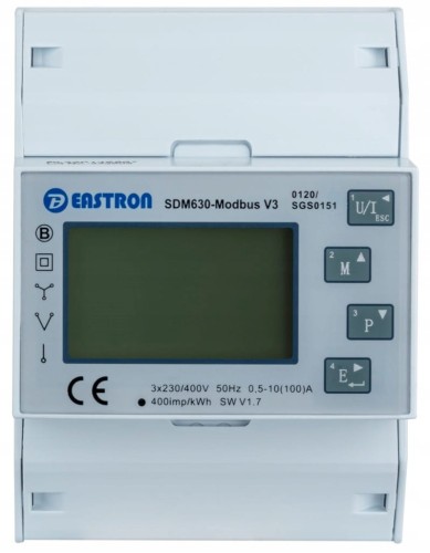 LICZNIK ENERGII TRÓJFAZOWY PODLICZNIK PRĄDU 3-FAZ MODBUS 100A SDM 630 MID