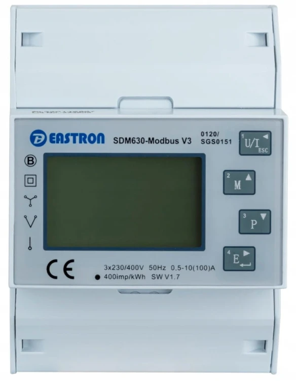 LICZNIK ENERGII TRÓJFAZOWY PODLICZNIK PRĄDU 3-FAZ MODBUS 100A SDM 630 MID