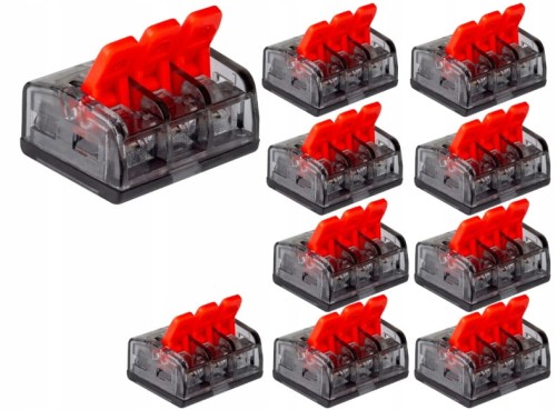 SZYBKOZŁĄCZKA KOSTKA 3x0,2-4mm ZŁĄCZKA ELEKTRYCZNA LINKA DRUT ZESTAW 10szt