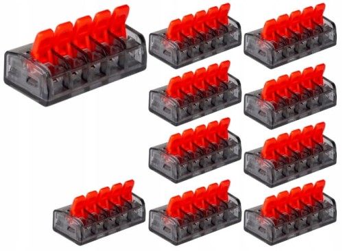 SZYBKOZŁĄCZKA KOSTKA 5x0,2-4mm ZŁĄCZKA ELEKTRYCZNA LINKA DRUT ZESTAW 10szt