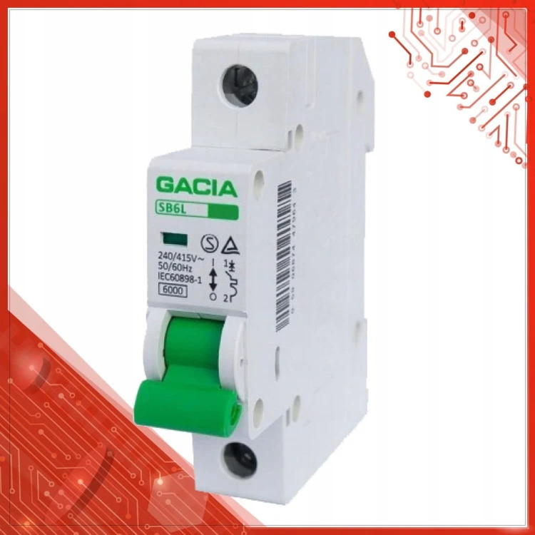 WYŁĄCZNIK NADPRĄDOWY BEZPIECZNIK B40 40A 1P 6kA 1 FAZA GACIA