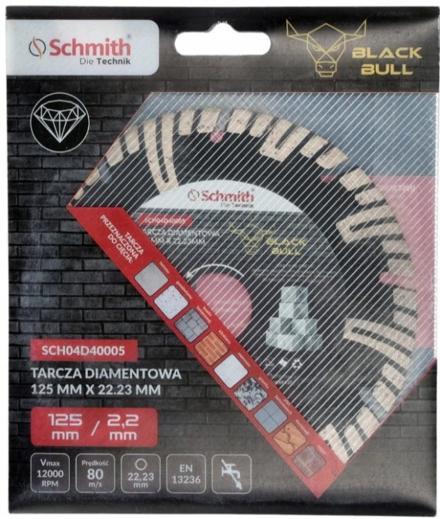 TARCZA DIAMENTOWA 125mm DO GRESU PŁYTEK GLAZURY BETONU SCHMITH