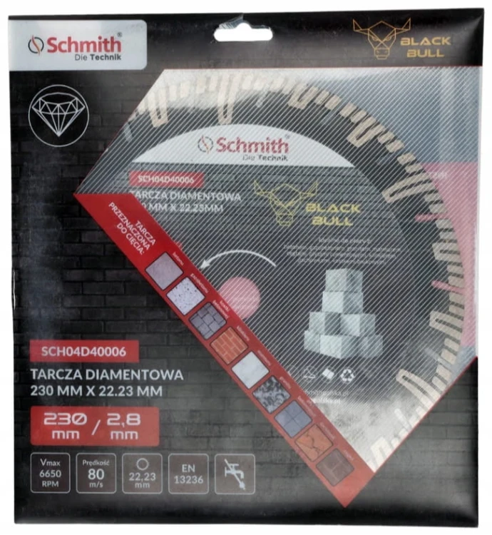 TARCZA DIAMENTOWA 230mm DO GRESU PŁYTEK GLAZURY BETONU SCHMITH