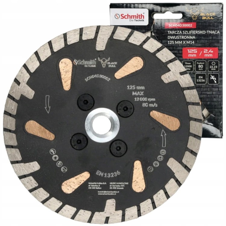 TARCZA DIAMENTOWA 125mm DO SZLIFOWANIA TNĄCA DWUSTRONNA M14 SCHMITH