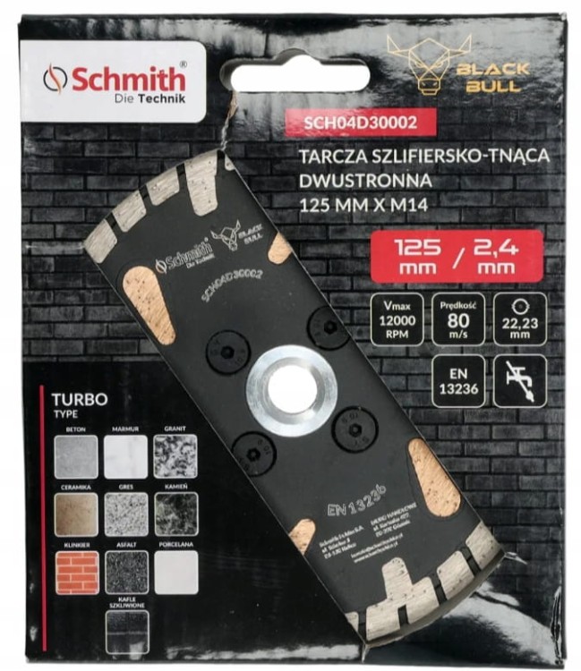 TARCZA DIAMENTOWA 125mm DO SZLIFOWANIA TNĄCA DWUSTRONNA M14 SCHMITH