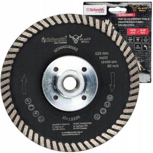 TARCZA DIAMENTOWA 125mm DO SZLIFOWANIA TNĄCA DWUSTRONNA TURBO M14 SCHMITH