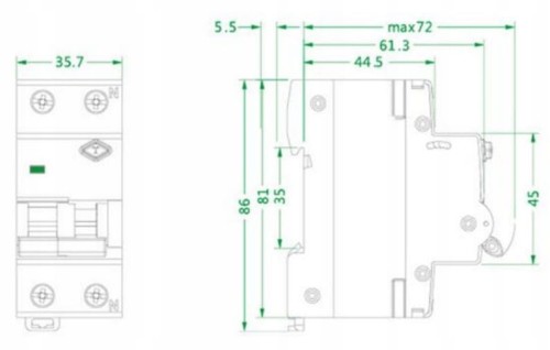 RÓŻNICÓWKA Z CZŁONEM NADPRĄDOWYM ELEKTROMAGNETYCZNYM B16 2P 30mA typ A