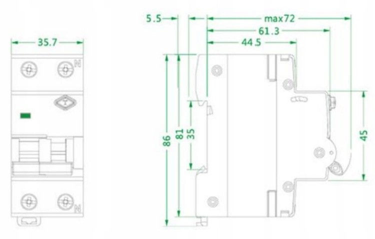 RÓŻNICÓWKA Z CZŁONEM NADPRĄDOWYM ELEKTROMAGNETYCZNYM B16 2P 30mA typ A