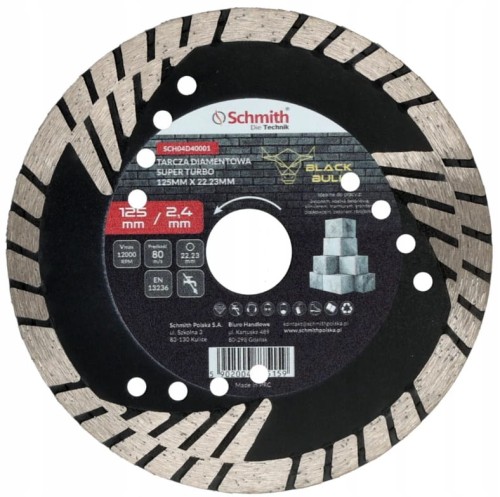 TARCZA DIAMENTOWA 125mm DO GRESU PŁYTEK GLAZURY BETONU SUPER TURBO SCHMITH