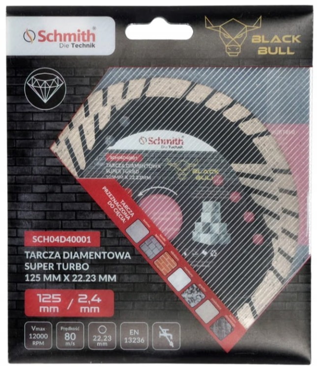 TARCZA DIAMENTOWA 125mm DO GRESU PŁYTEK GLAZURY BETONU SUPER TURBO SCHMITH