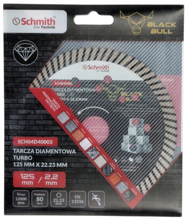 TARCZA DIAMENTOWA 125mm DO GRESU PŁYTEK GLAZURY BETONU TURBO SCHMITH