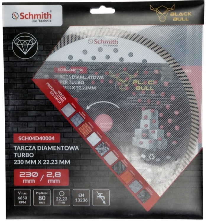 TARCZA DIAMENTOWA 230mm DO GRESU PŁYTEK GLAZURY BETONU TURBO SCHMITH